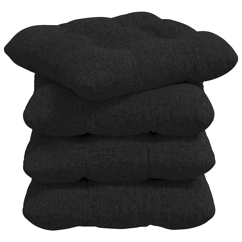 vidaXL Almofadas de Assento 4 pcs Preto 40 x 40 x 12 cm tecido