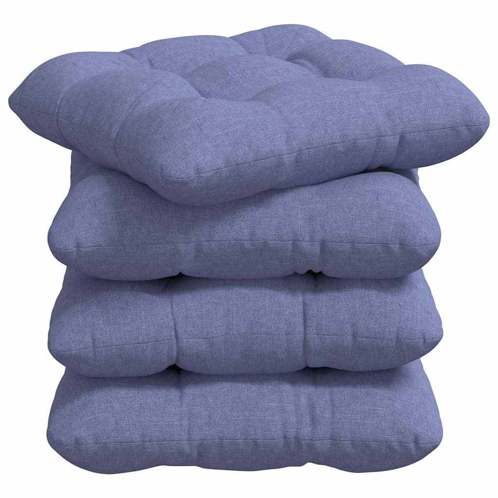 vidaXL Almofadas de Assento 4 pcs Azul Jeans 40 x 40 x 12 cm tecido