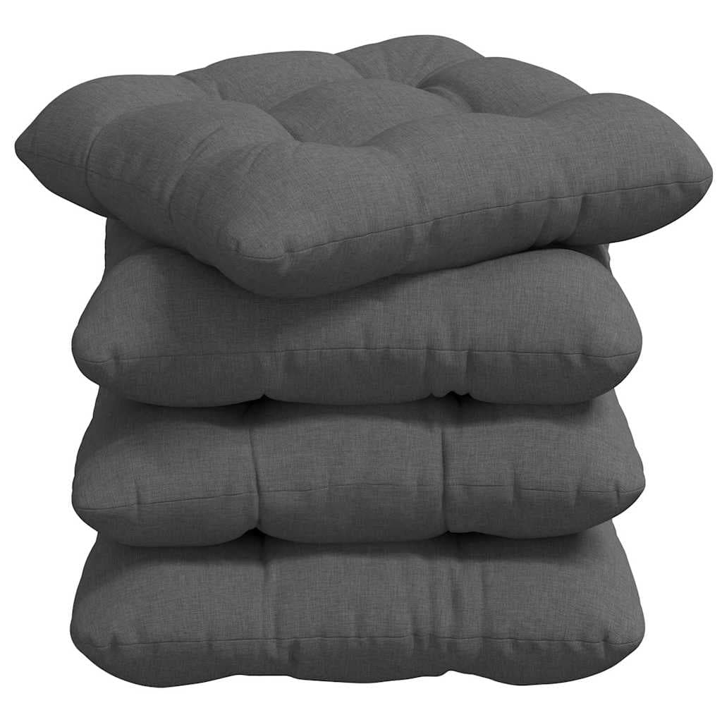 vidaXL Almofadas de Assento 4 pcs Cinza Escuro 45 x 45 x 12 cm tecido