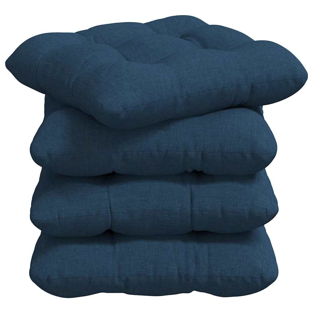 vidaXL Almofadas de Assento 4 pcs Azul 45 x 45 x 12 cm tecido