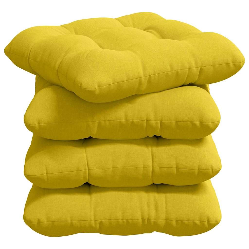 vidaXL Almofadas de Assento 4 pcs Amarelo Claro 45 x 45 x 12 cm tecido