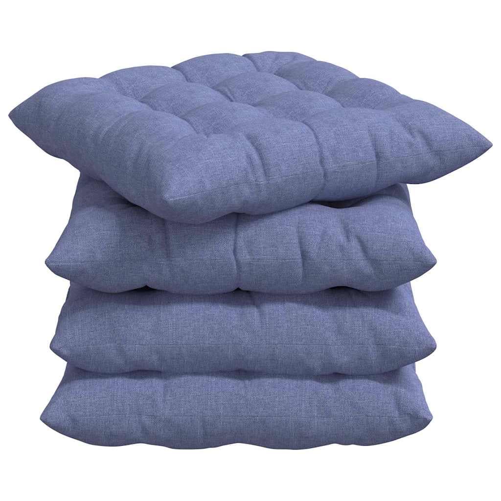 vidaXL Almofadas de Assento 4 pcs Azul Jeans 40 x 40 x 6 cm tecido