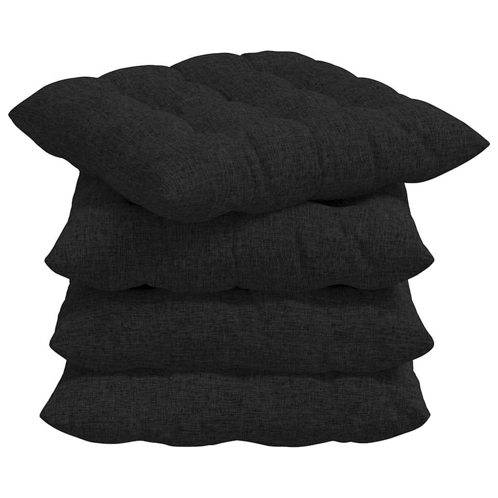 vidaXL Almofadas de Assento 4 pcs Preto 40 x 40 x 6 cm tecido