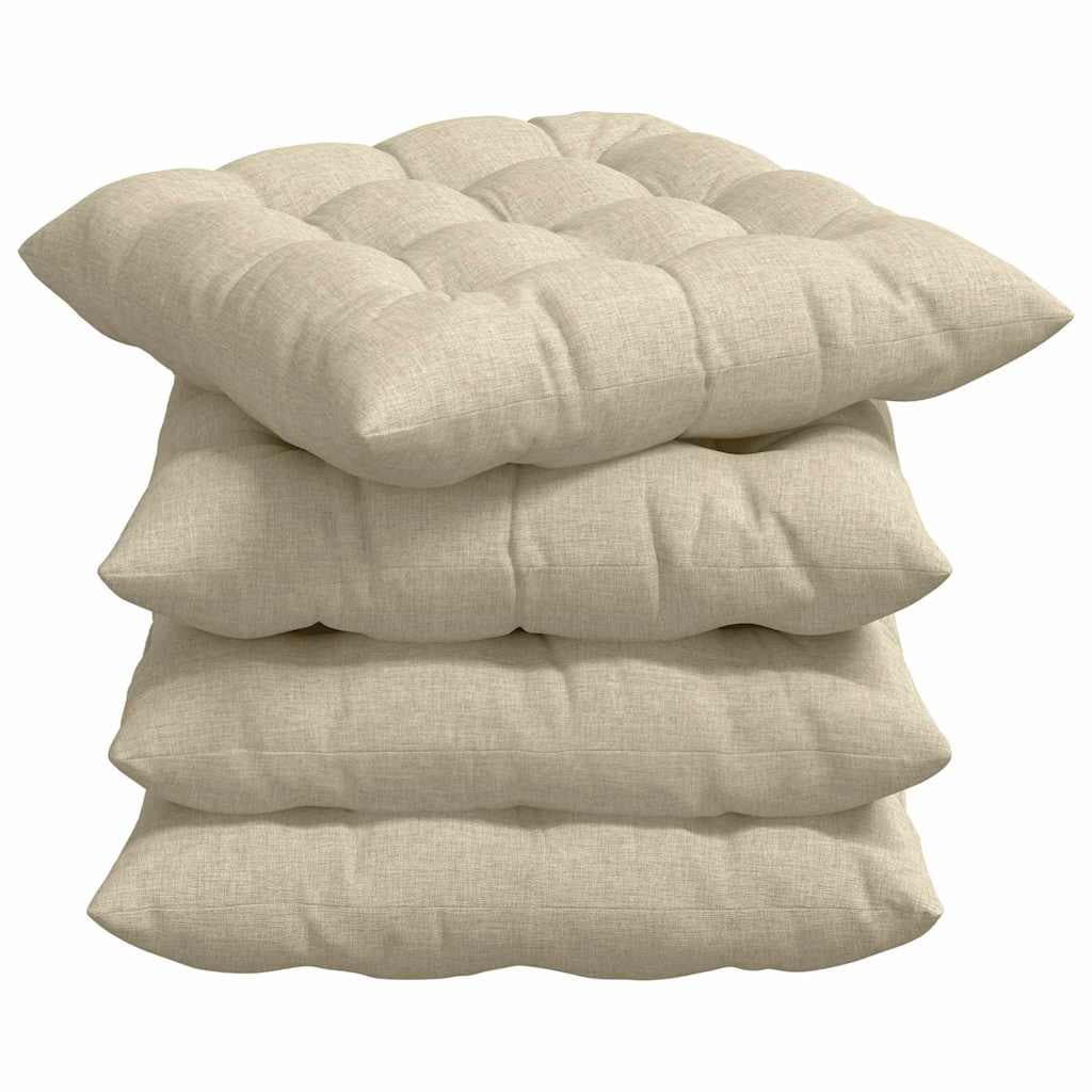 vidaXL Almofadas de Assento 4 pcs Creme 40 x 40 x 6 cm tecido