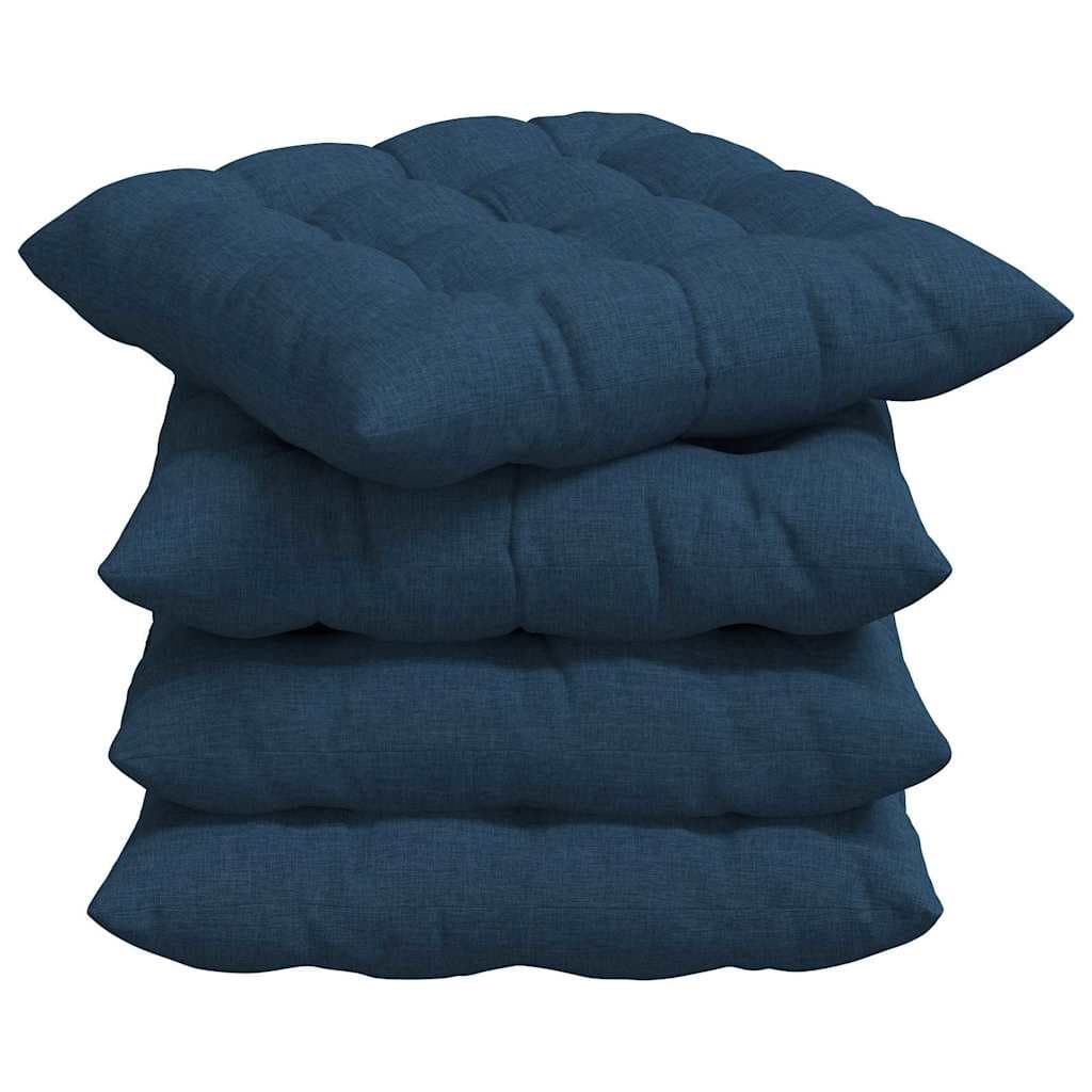 vidaXL Almofadas de Assento 4 pcs Azul 40 x 40 x 6 cm tecido
