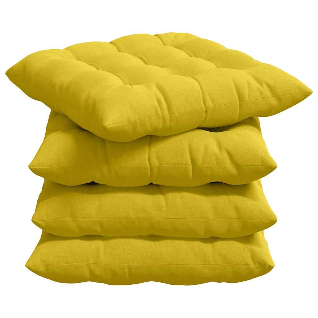 vidaXL Almofadas de Assento 4 pcs Amarelo Claro 40 x 40 x 6 cm tecido