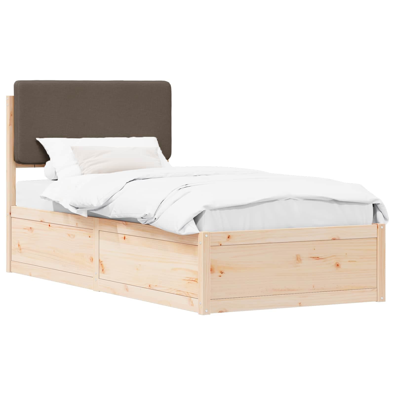vidaXL Estrutura de Cama com Cabeceira Estofada Cinzento-acastanhado