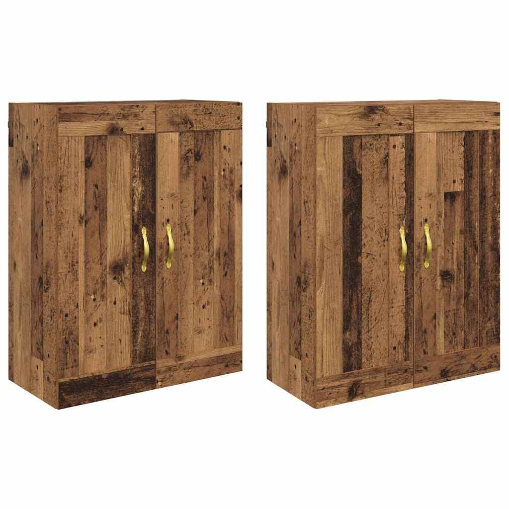 vidaXL Estante de Parede 2 pcs Madeira antiga 69,5 x 34 x 90 cm