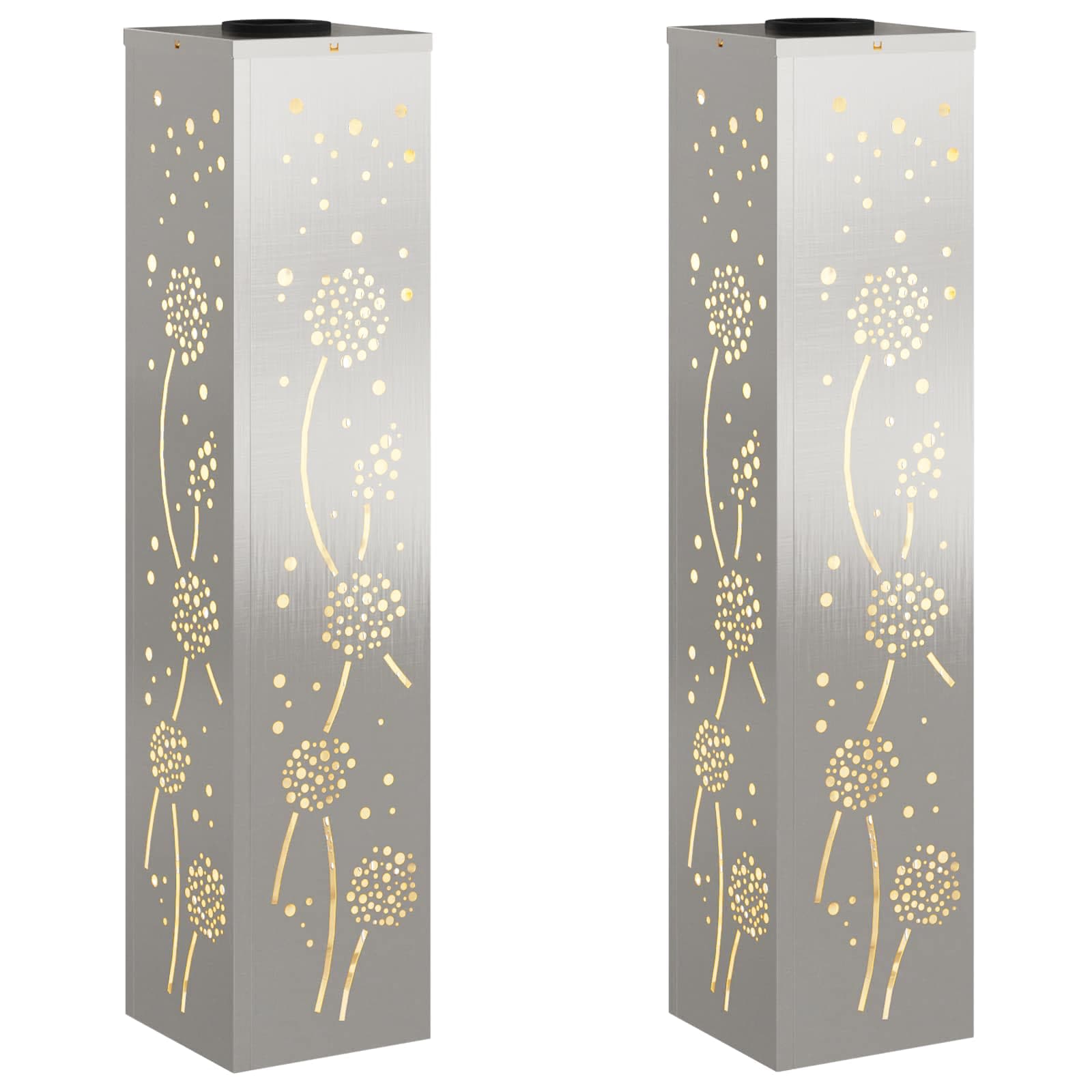 vidaXL Luz Solar LED de Caminho 2 pcs Branco quente 18 x 18 x 80 cm