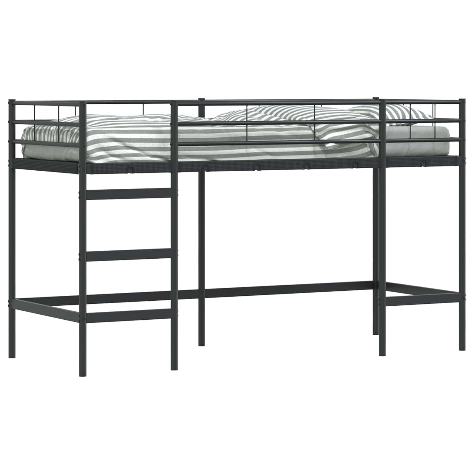 vidaXL Estrutura de Cama Loft para Crianças Preto 90 x 190 cm Aço