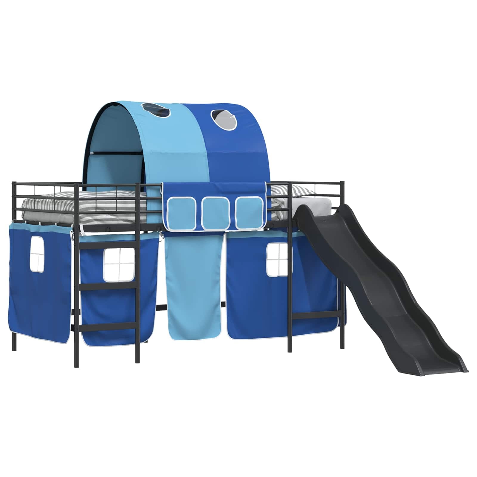 vidaXL Cama loft para crianças Preto e Azul 90 x 200 cm Metal