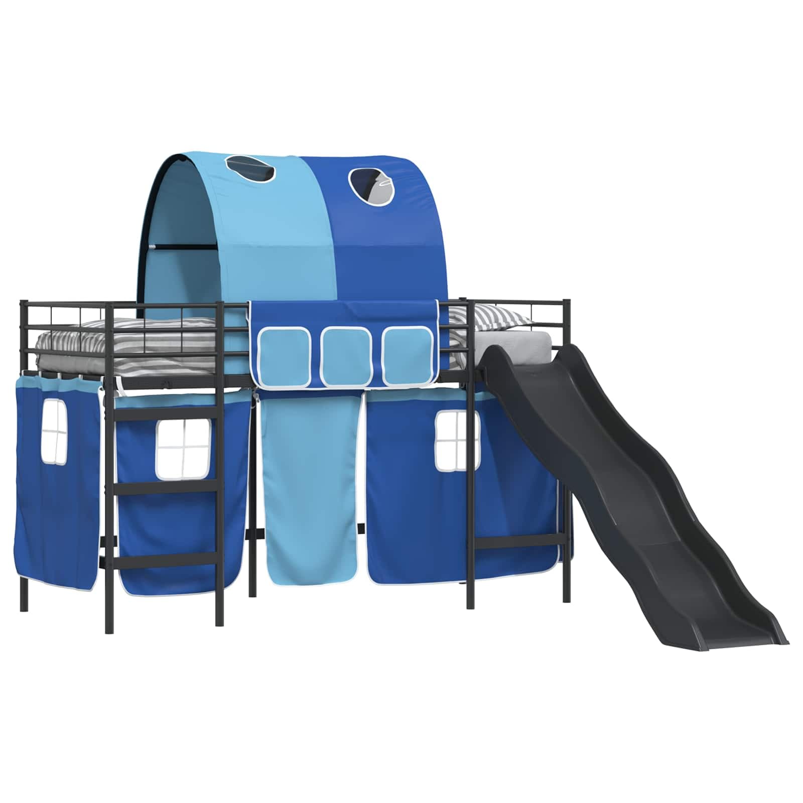 vidaXL Cama loft para crianças Preto e Azul 100 x 190 cm Metal