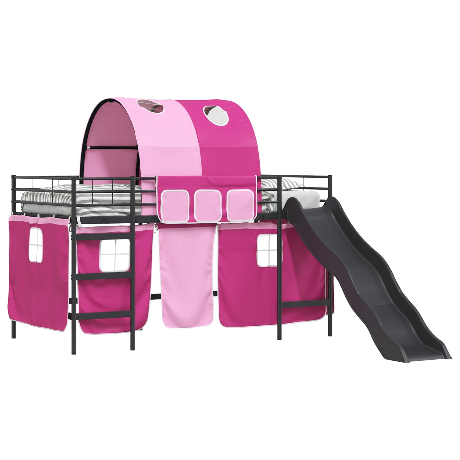 vidaXL Cama loft para crianças Preto e Rosa 80 x 200 cm Metal