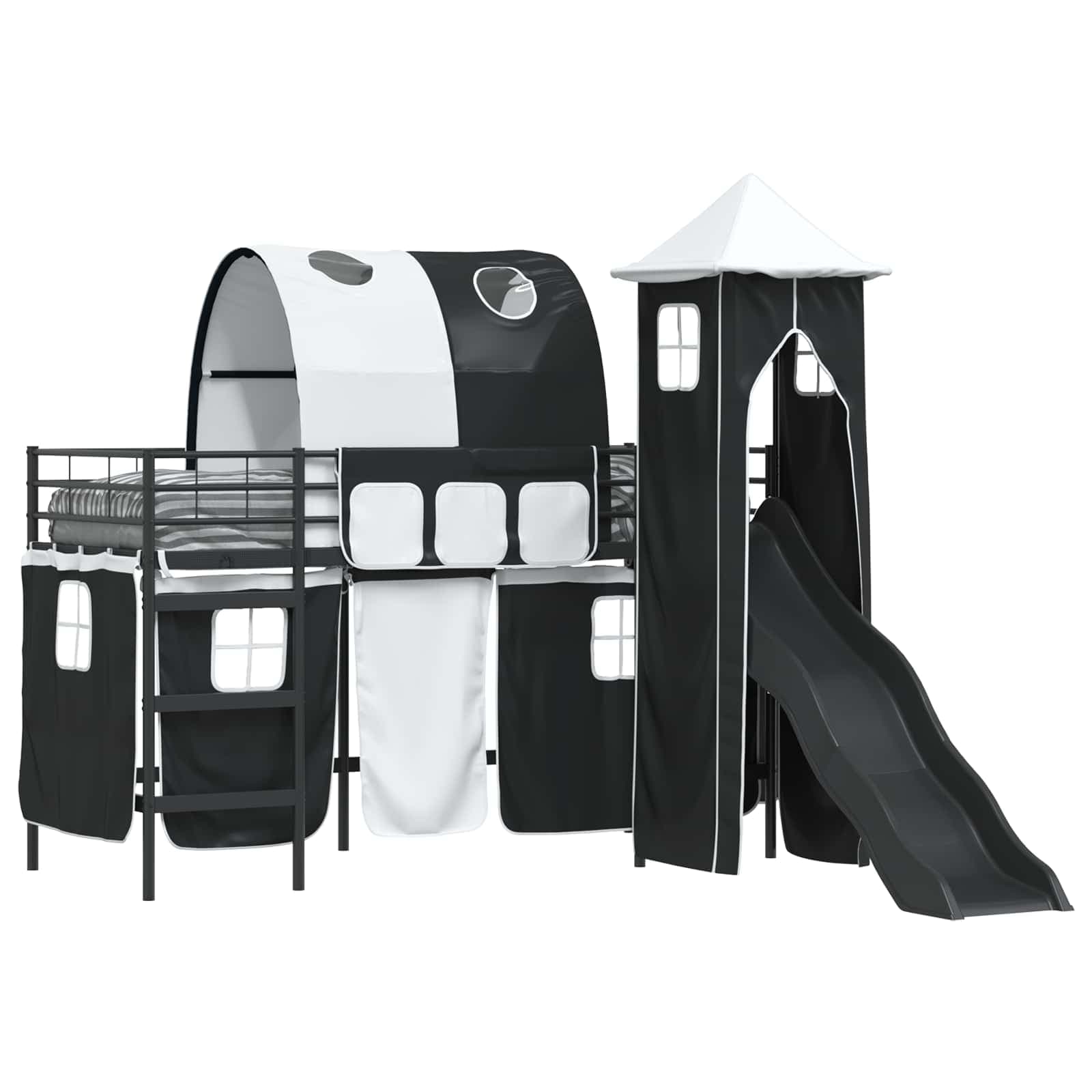 vidaXL Estrutura de Cama Loft para Crianças Preto 75 x 190 cm Metal