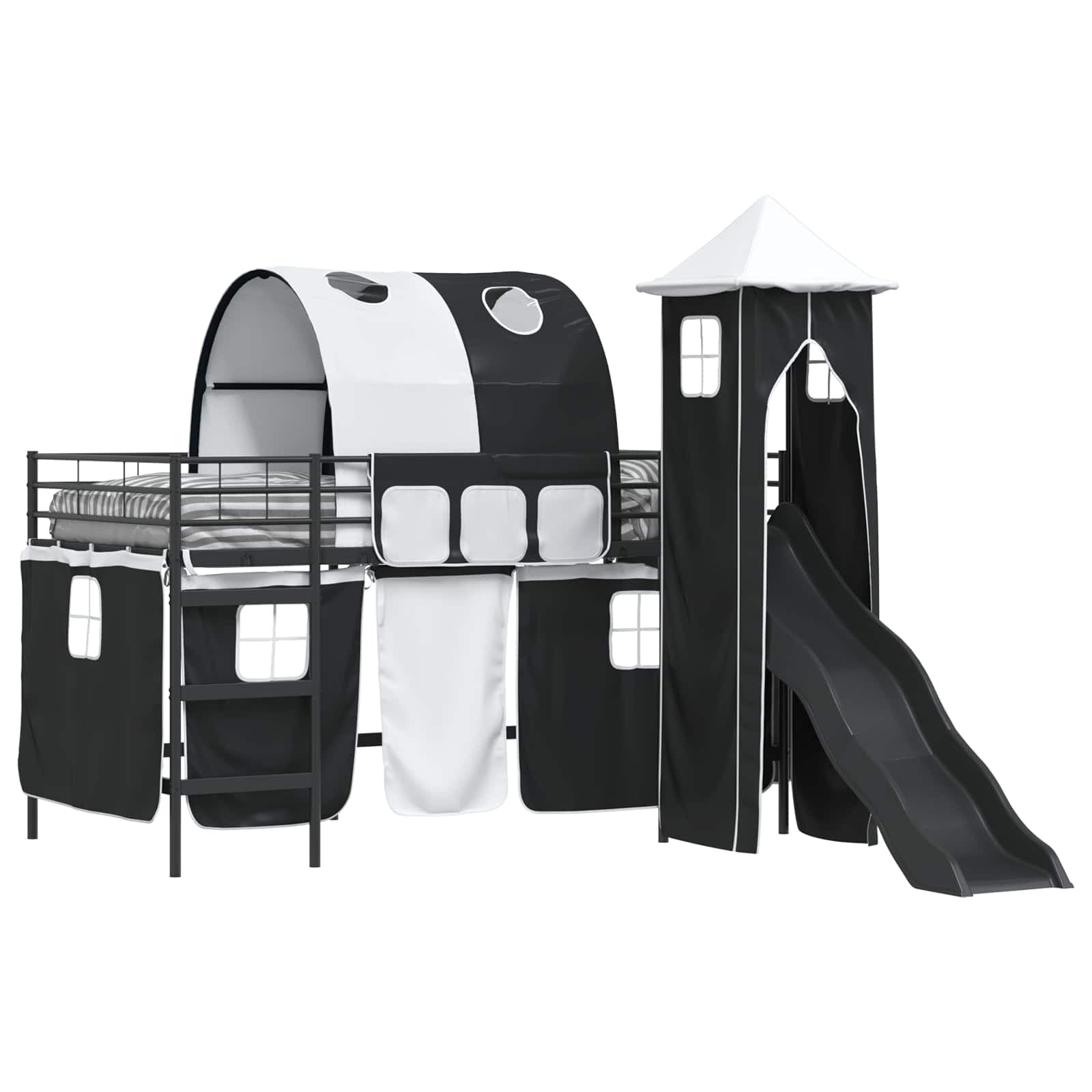 vidaXL Estrutura de Cama Loft para Crianças Preto 107 x 200 cm Metal