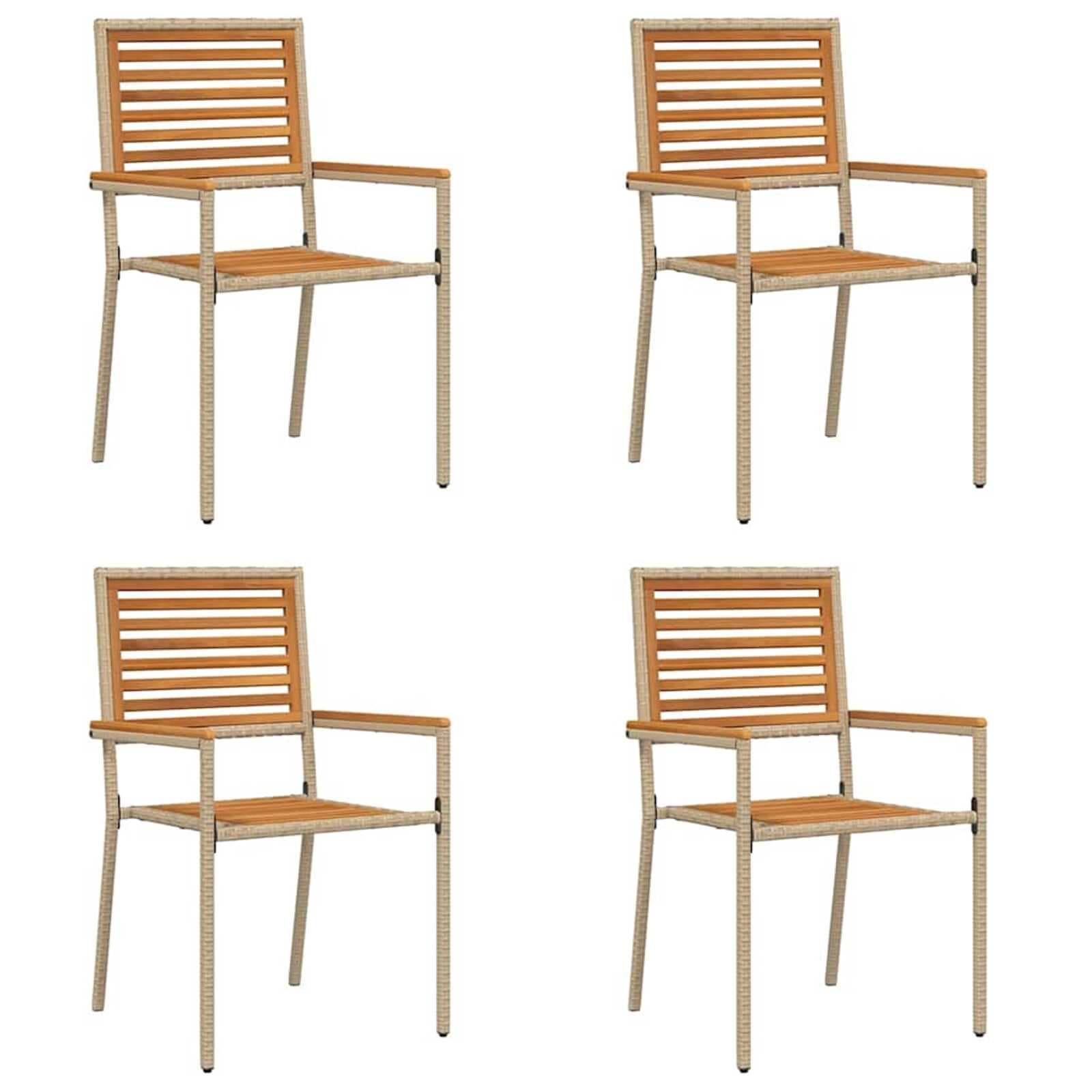 vidaXL Cadeiras empilháveis para jardim 4 pcs Marrom e bege