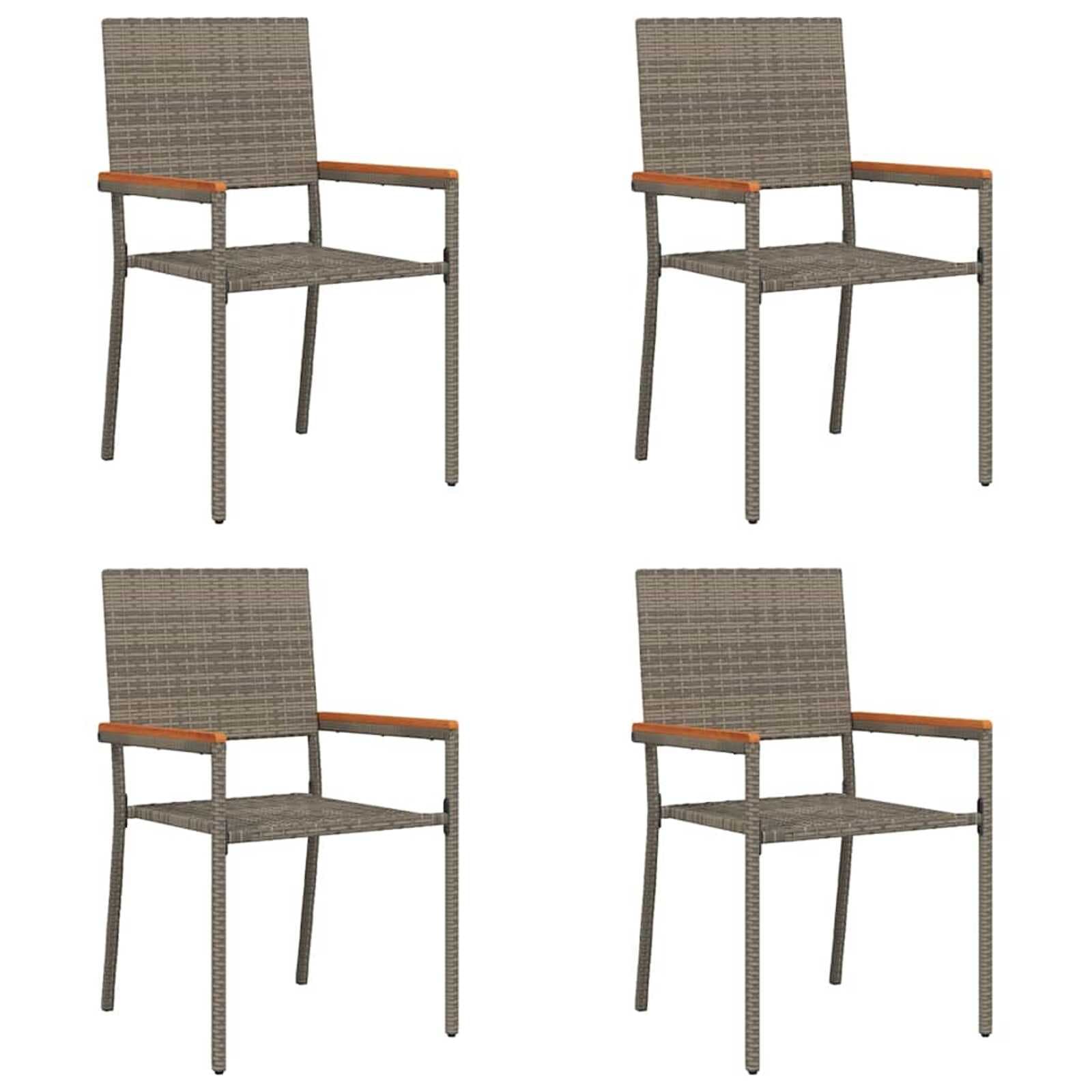 vidaXL Cadeiras empilháveis para jardim 4 pcs Cinza e Marrom