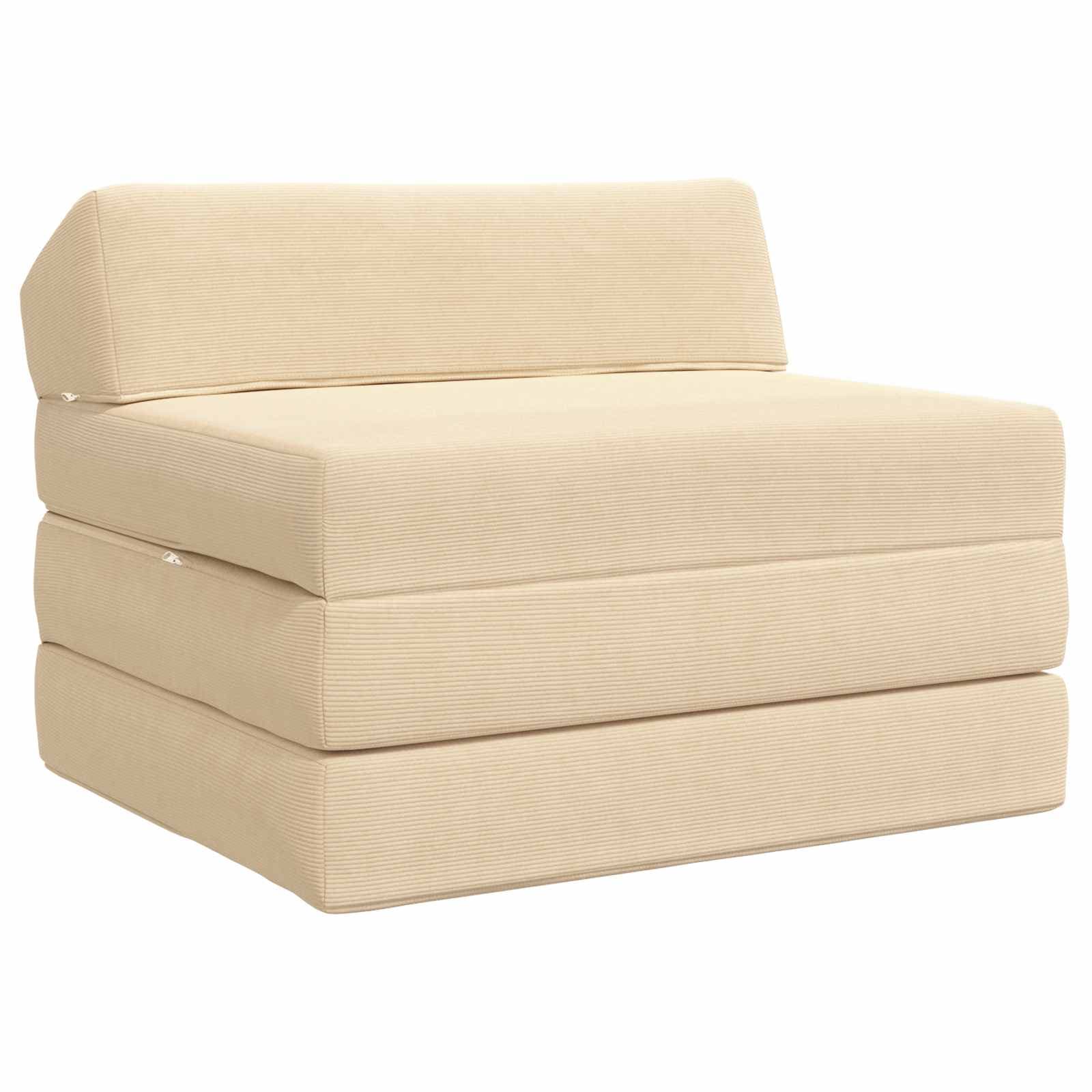 vidaXL Sofá Cama Dobrável Creme 200 x 70 x 10 cm