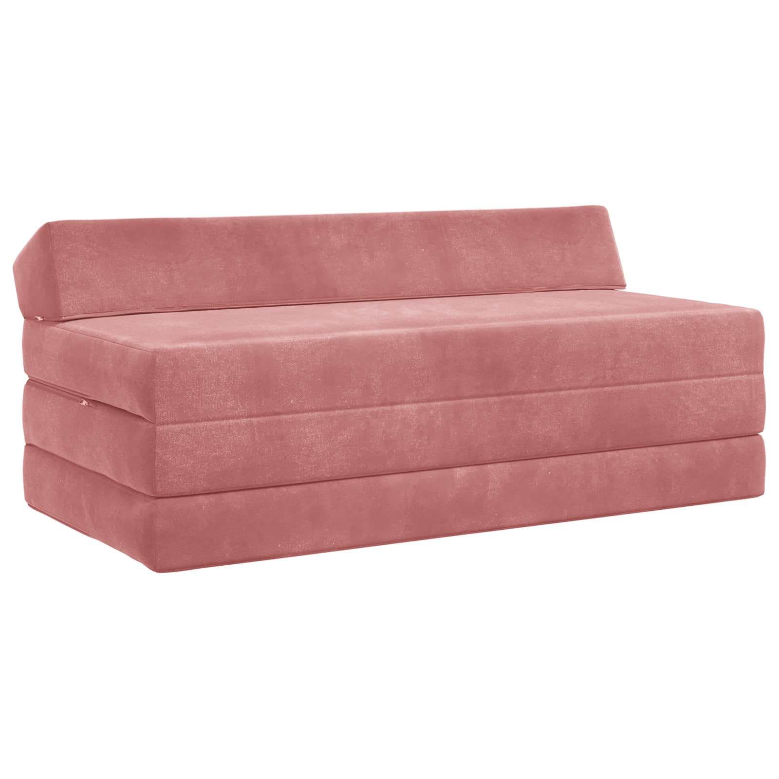 vidaXL Sofá Cama Dobrável Rosa 120 x 60 x 49 cm Tecido