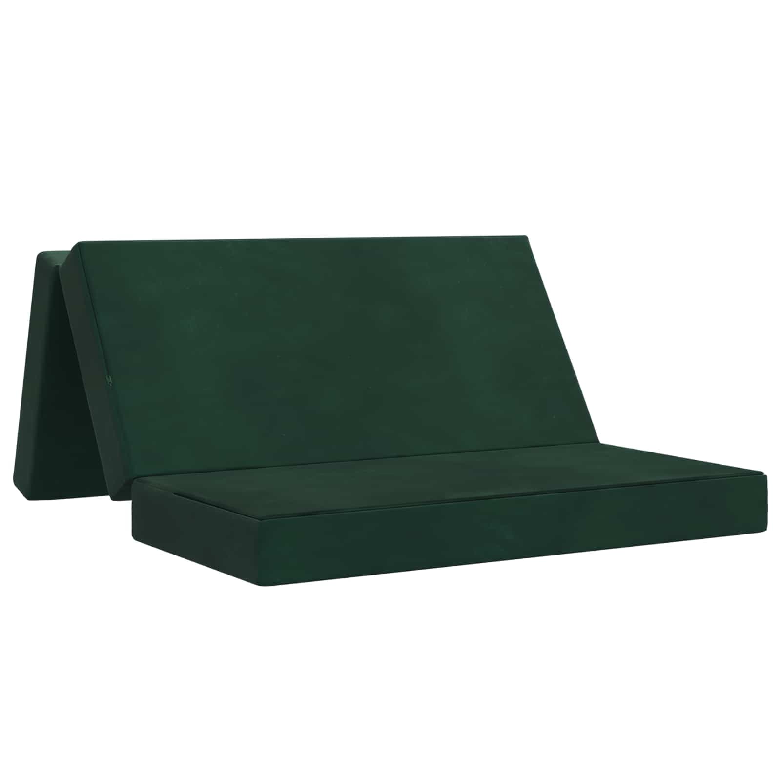 vidaXL Sofá Cama Dobrável 140 x 67 x 45 cm Verde-Escuro