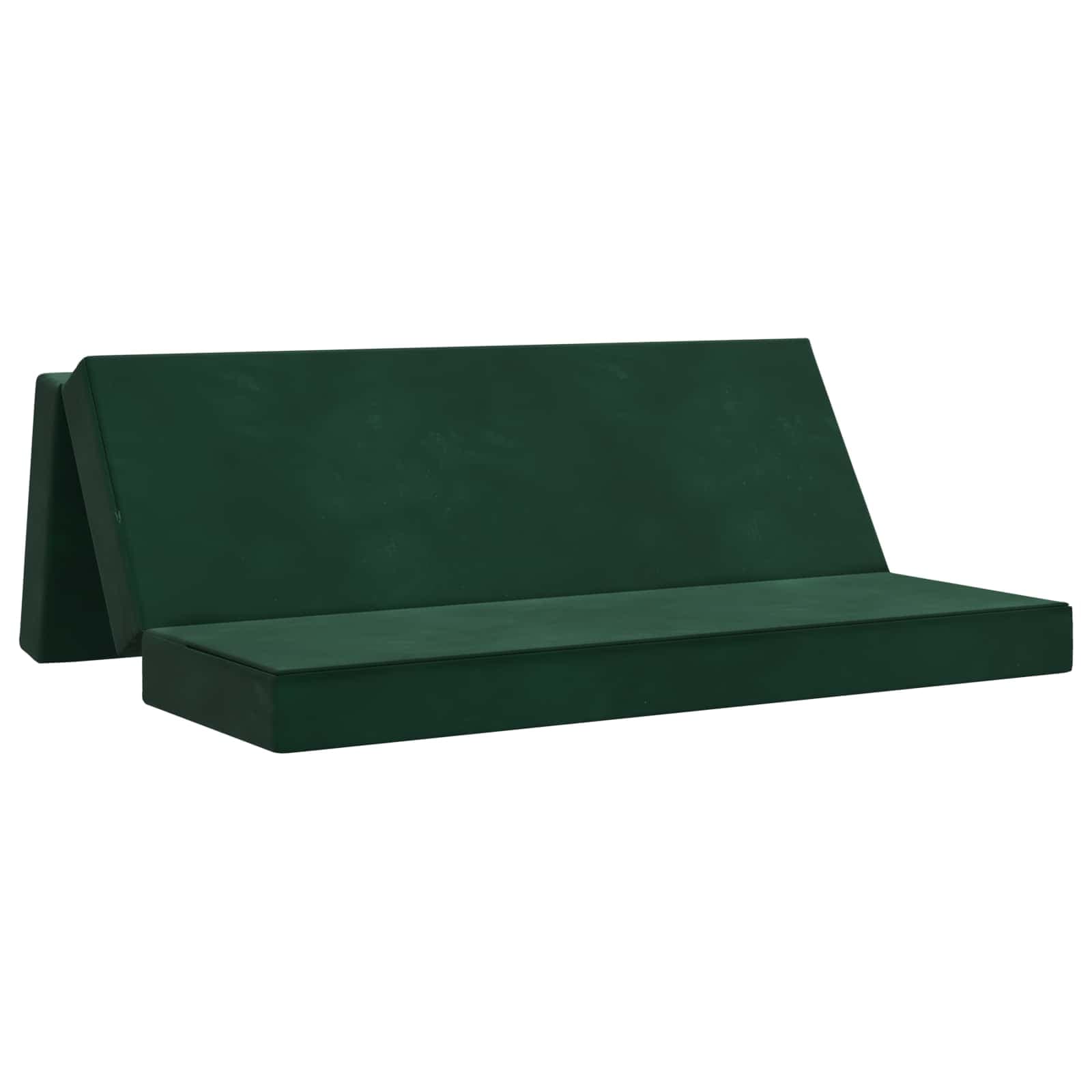 vidaXL Sofá Cama Dobrável 200 x 67 x 45 cm Verde-Escuro