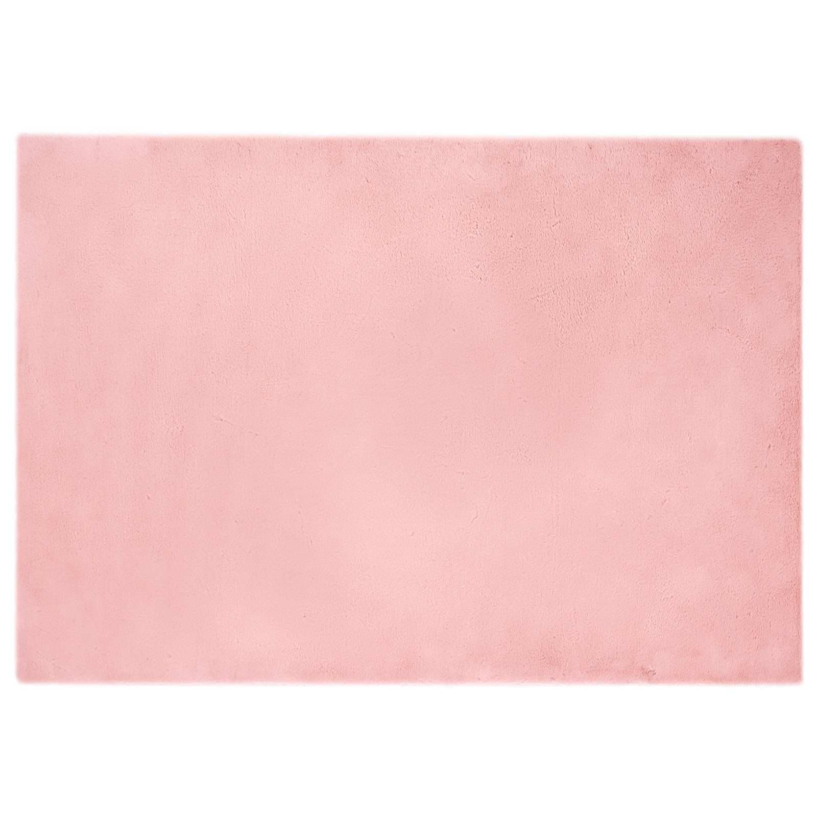 Tapete vidaXL de Pelúcia de Coelho Falso Antiderrapante Olite Rosa - 657631719