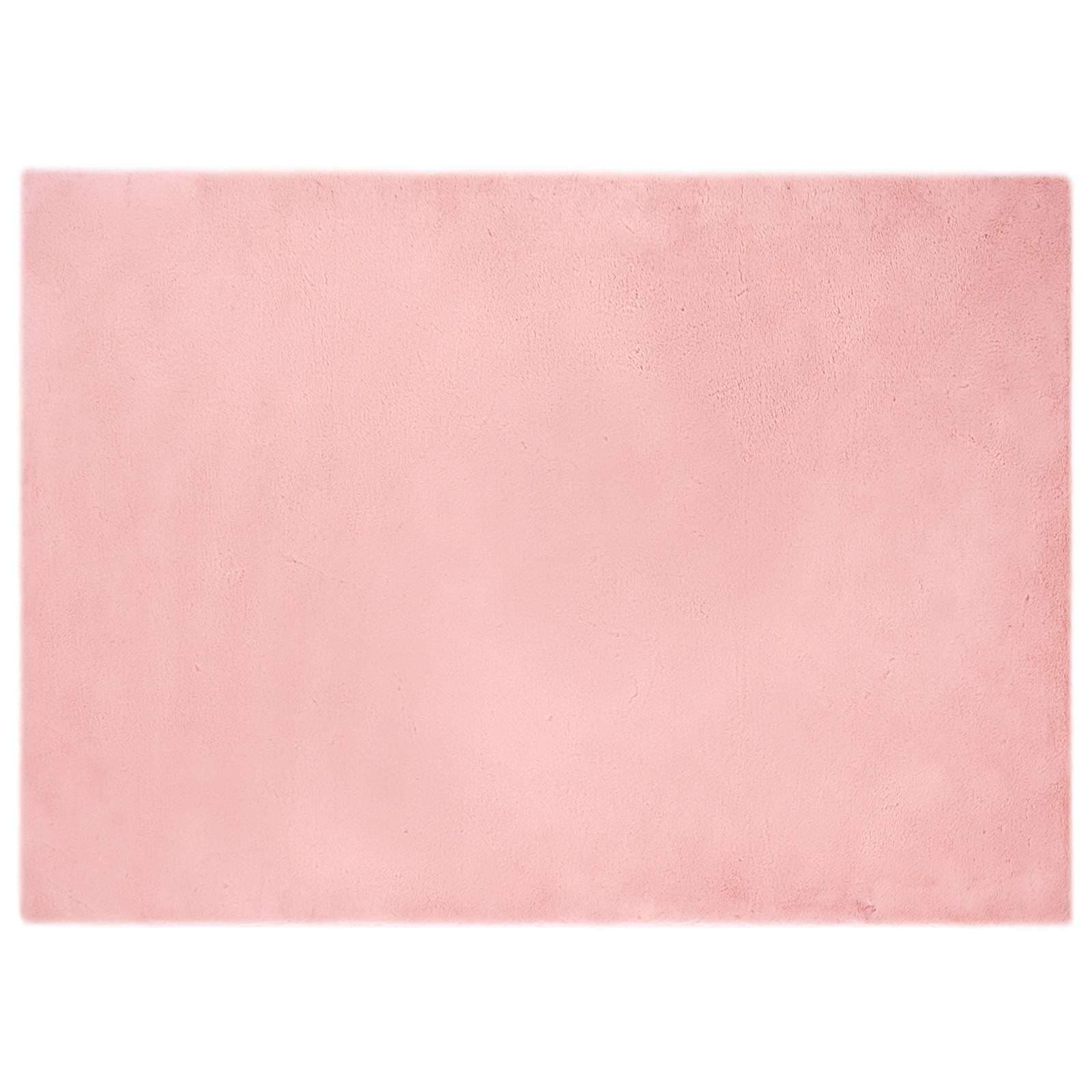 Tapete vidaXL de Pelúcia de Coelho Falso Antiderrapante Olite Rosa - 1465408872