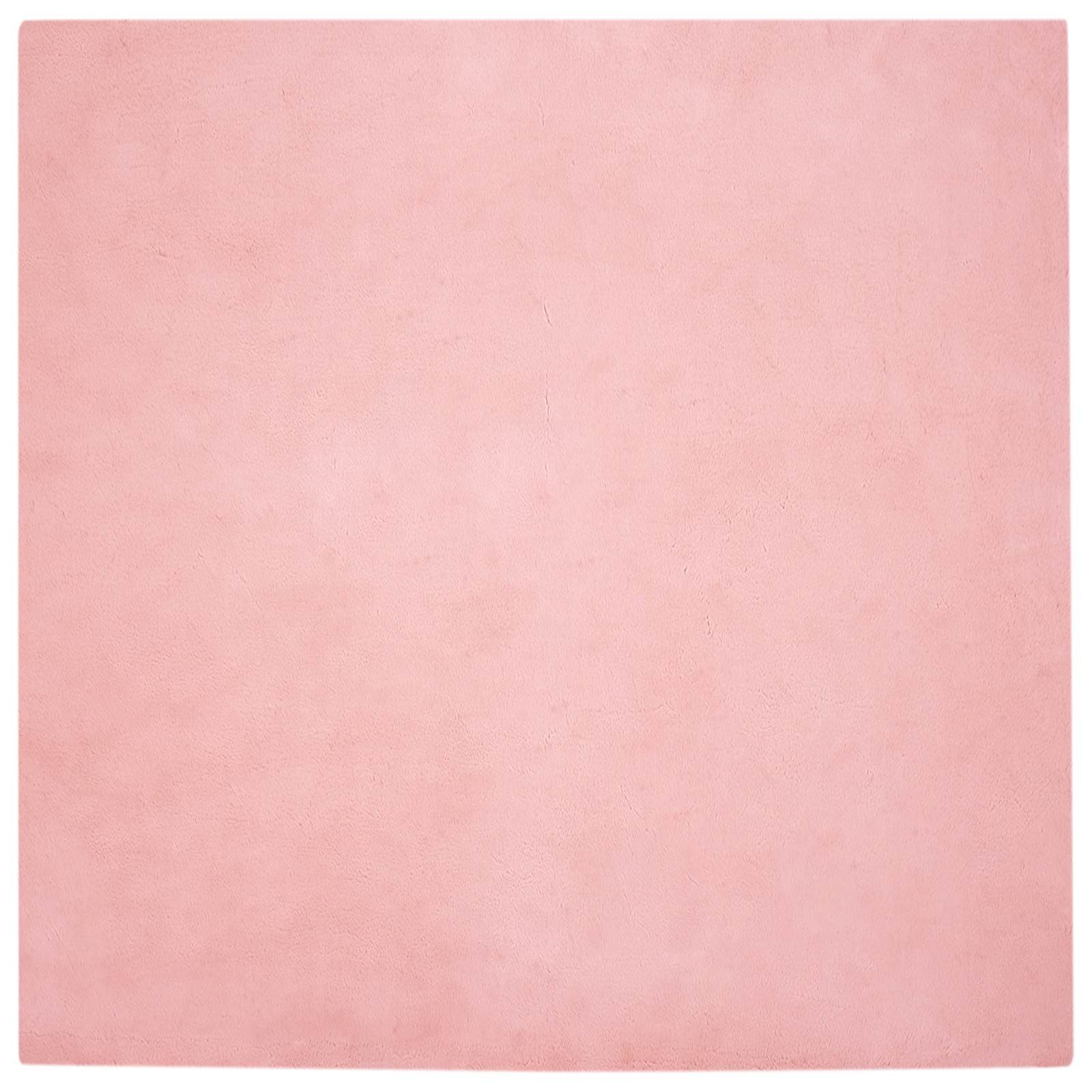 Tapete vidaXL de Pelúcia de Coelho Falso Antiderrapante Olite Rosa - 2803943708