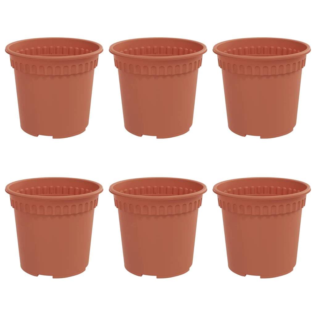 vidaXL Vaso Redondo para Flores 6 pcs Vermelho Tijolo Ø 15 x 12 cm