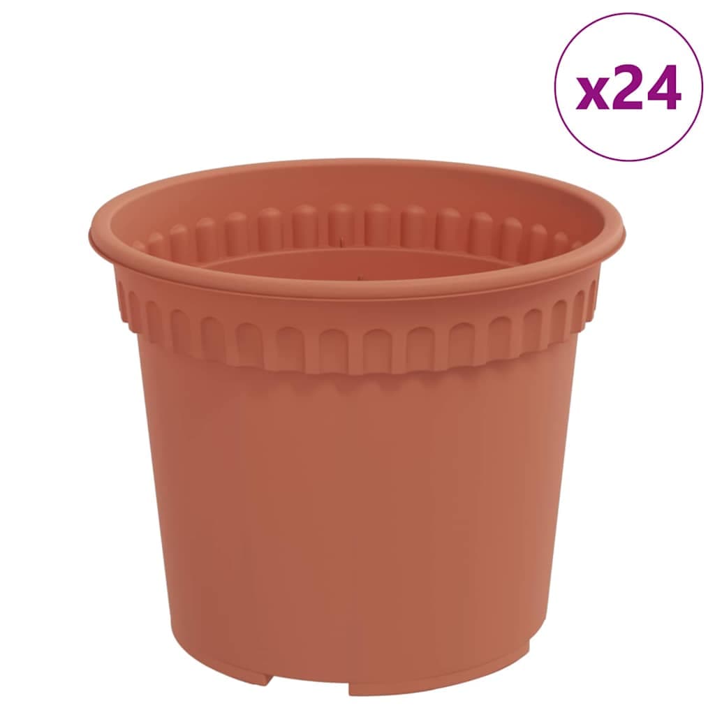 vidaXL Vaso Redondo para Flores 24 pcs Vermelho Tijolo Ø 12,5 x 10 cm