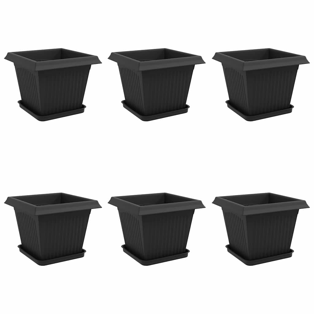 vidaXL Vasos de Plantas 6 pcs Preto 33 x 33 x 26 cm Plástico