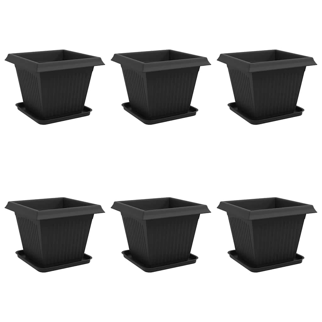 vidaXL Vasos de Plantas 6 pcs Preto 38 x 38 x 30 cm Plástico
