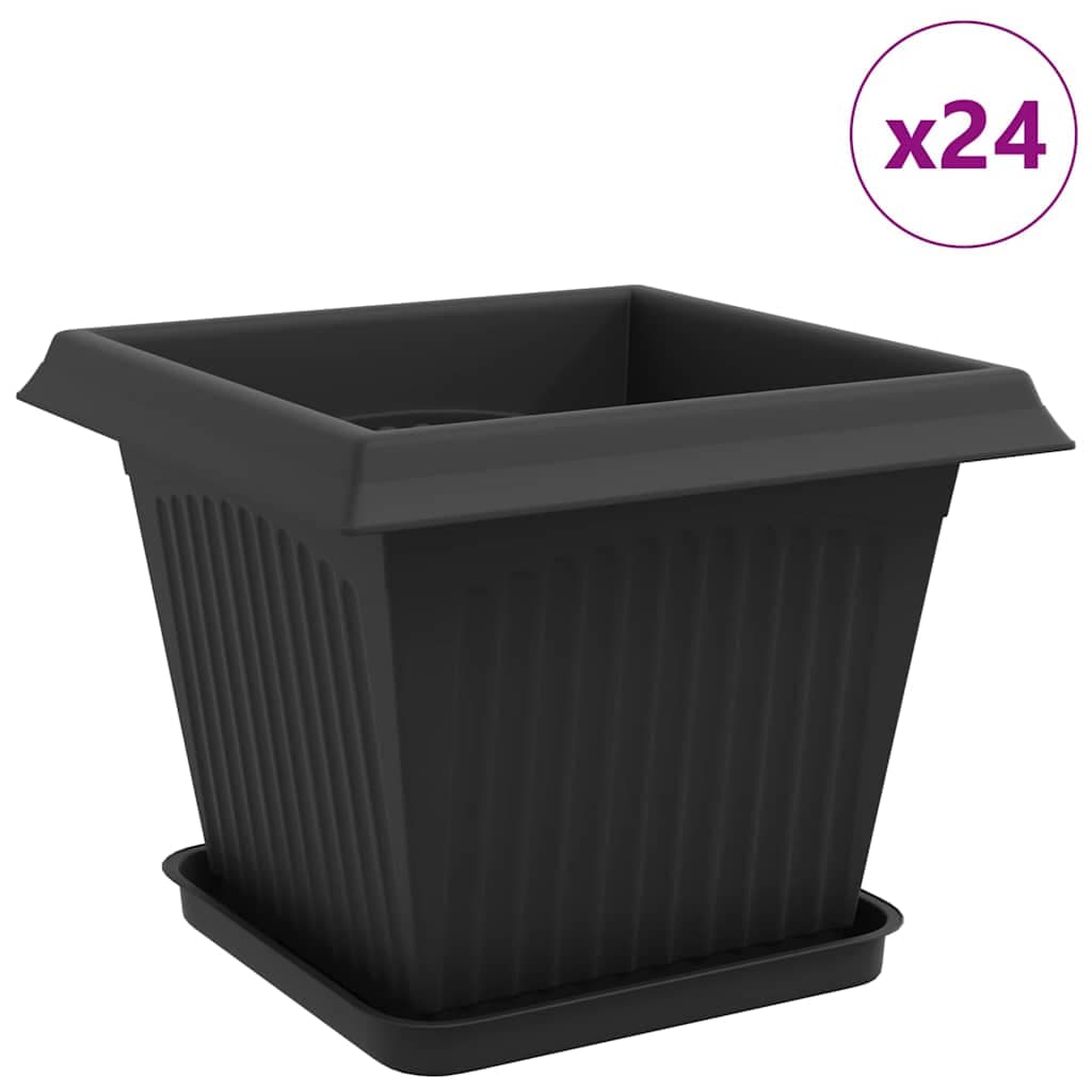 vidaXL Vasos de Plantas 24 pcs Preto 33 x 33 x 26 cm Plástico