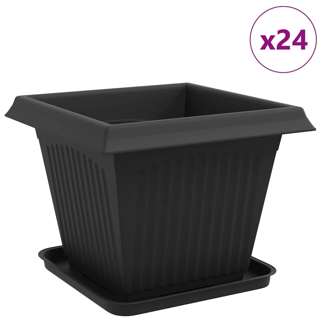 vidaXL Vasos de Plantas 24 pcs Preto 38 x 38 x 30 cm Plástico