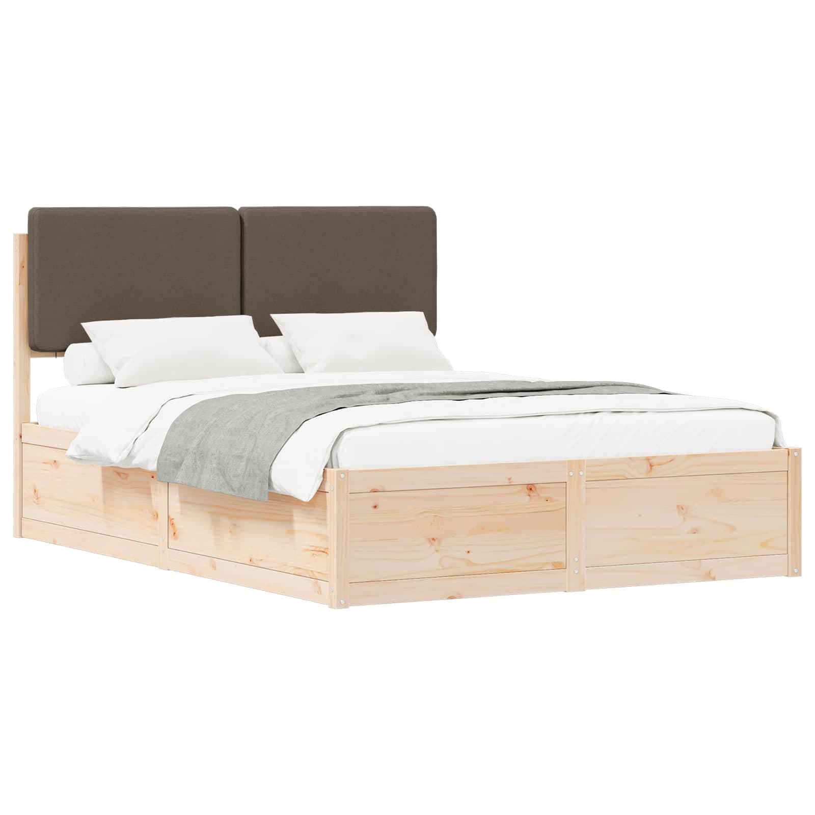 vidaXL Estrutura de Cama com Cabeceira Estofada Cinzento-acastanhado