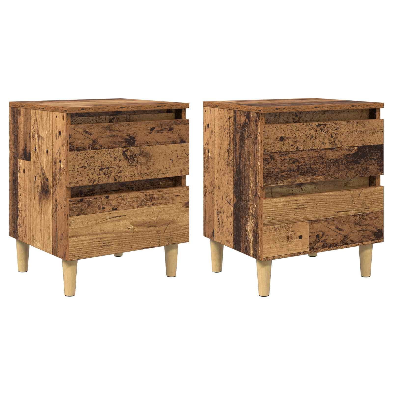 vidaXL Armários de Cama 2 pcs Madeira Antiga 40 x 35 x 50 cm