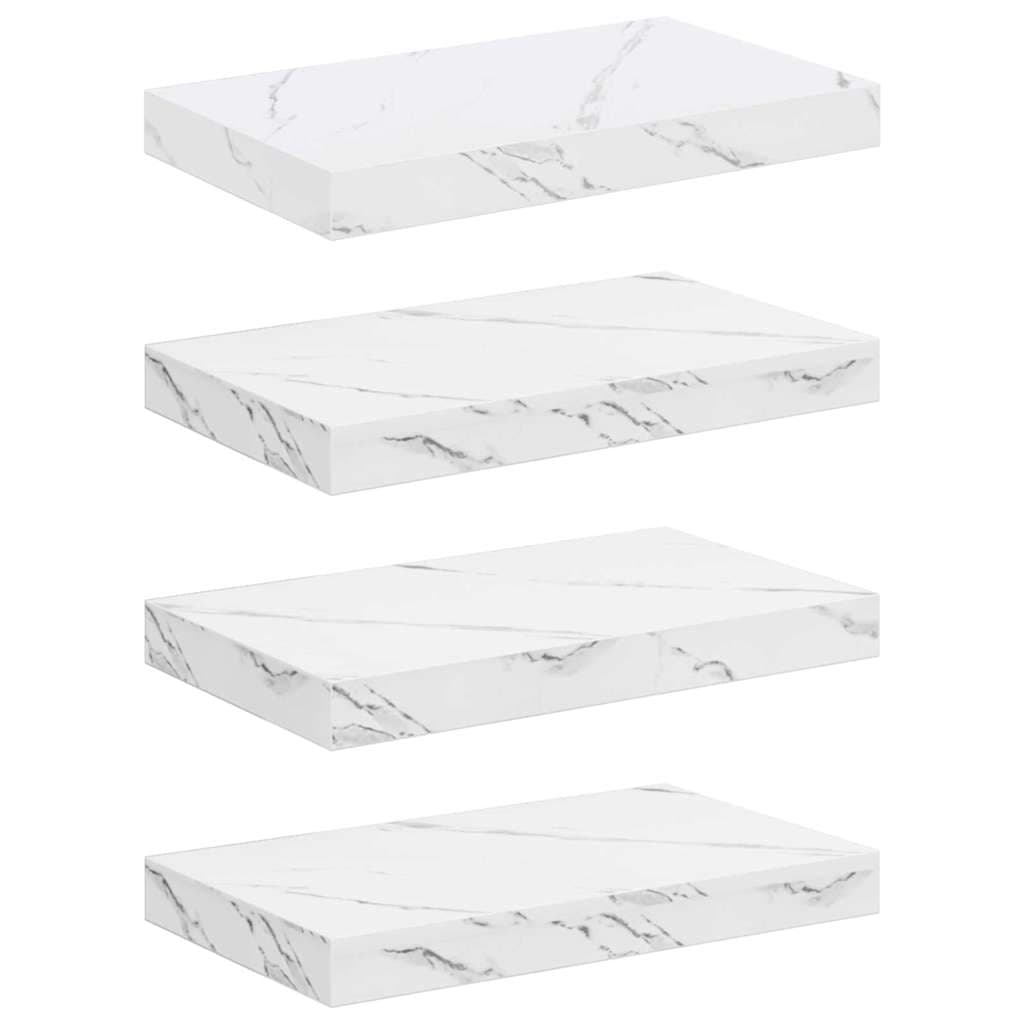 vidaXL Prateleira de Parede 4 pcs Mármore Branco 40 x 23,5 x 4 cm