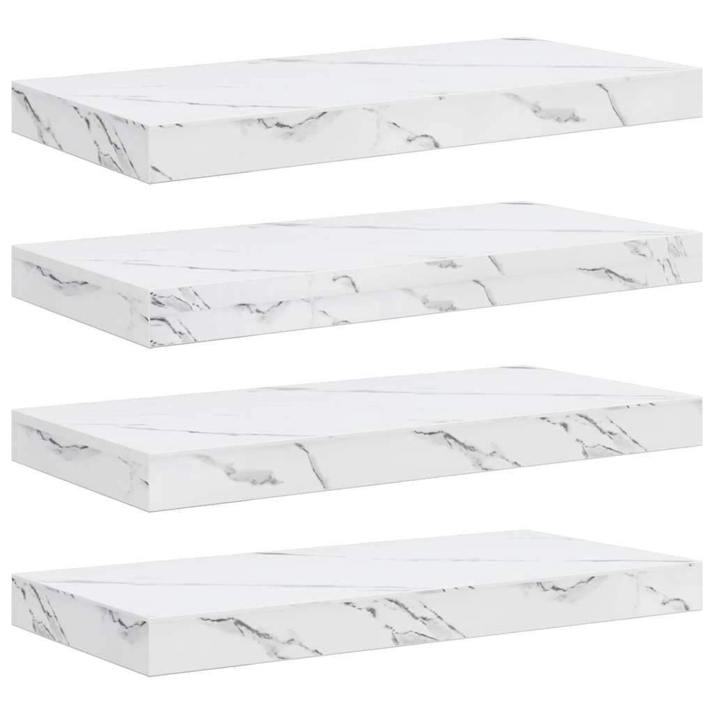 vidaXL Prateleira de Parede 4 pcs Mármore Branco 50 x 23,5 x 4 cm