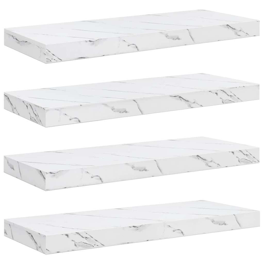 vidaXL Prateleira de Parede 4 pcs Mármore Branco 60 x 23 x 4 cm
