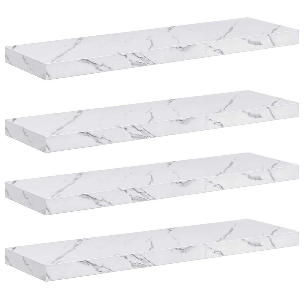 vidaXL Prateleira de Parede 4 pcs Mármore Branco 90 x 23,5 x 4 cm