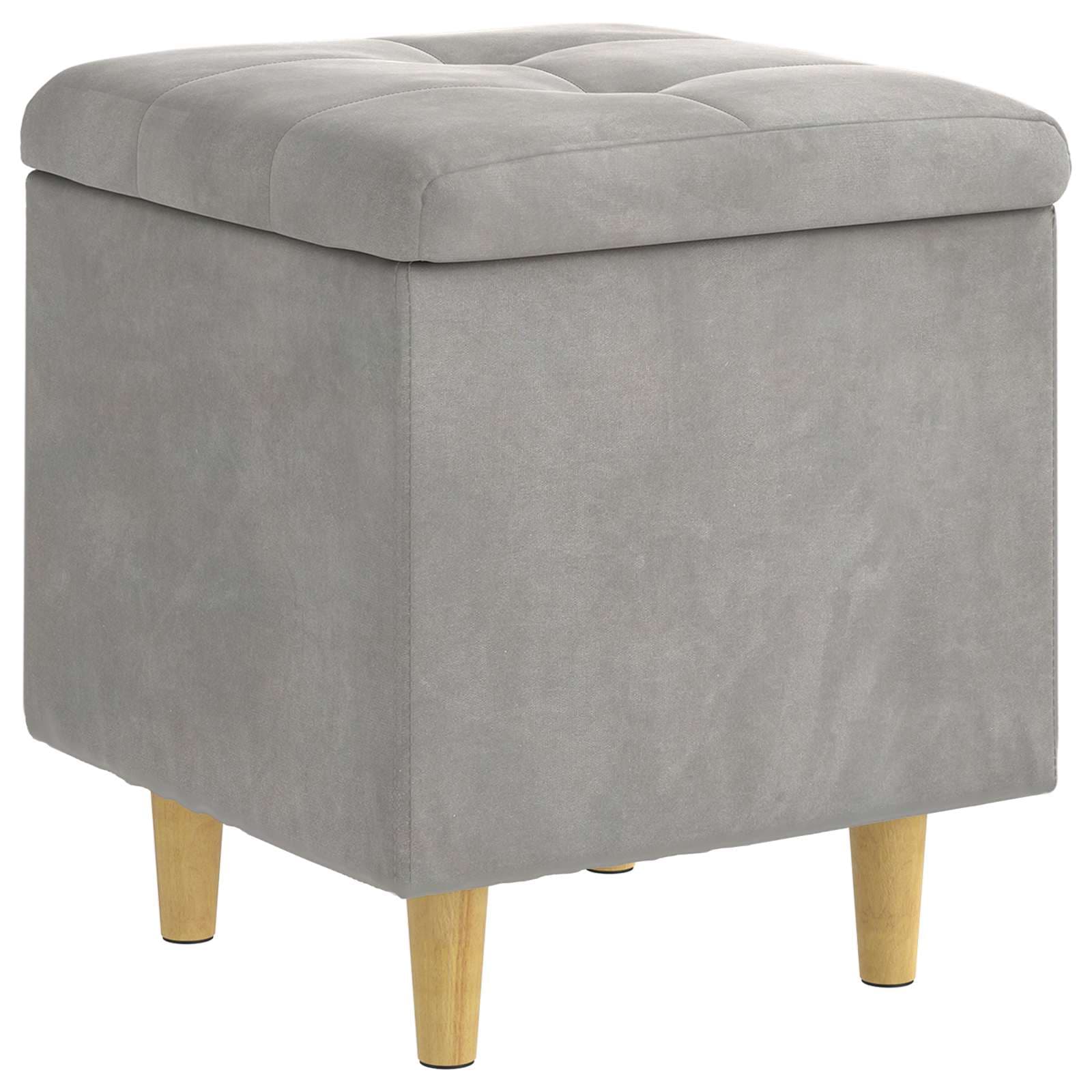 vidaXL Puff de armazenamento Cinzento-claro 40 x 40 x 45 cm Veludo