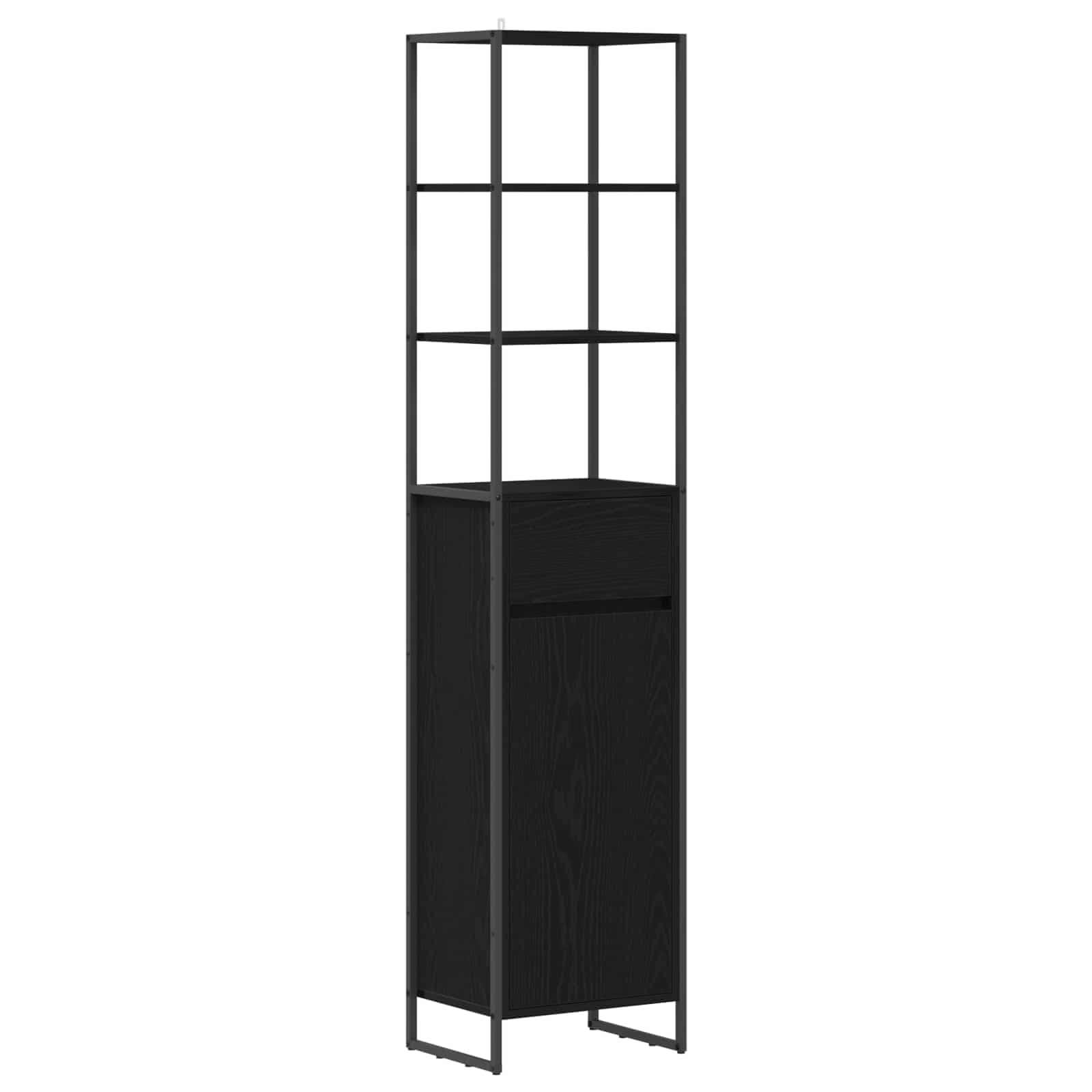 vidaXL Armário de Banheiro com gaveta Carvalho Preto 40 x 30 x 180 cm