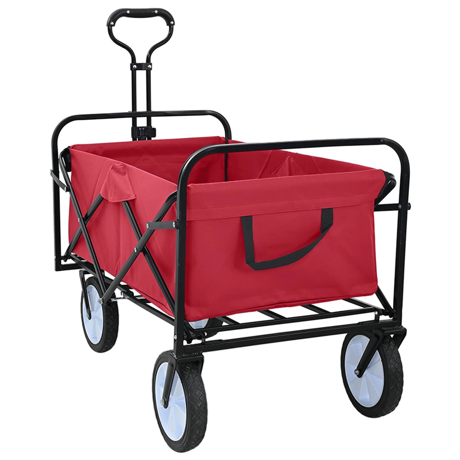 vidaXL Carrinho de Compras Dobrável com Freios Vermelho Tecido Oxford
