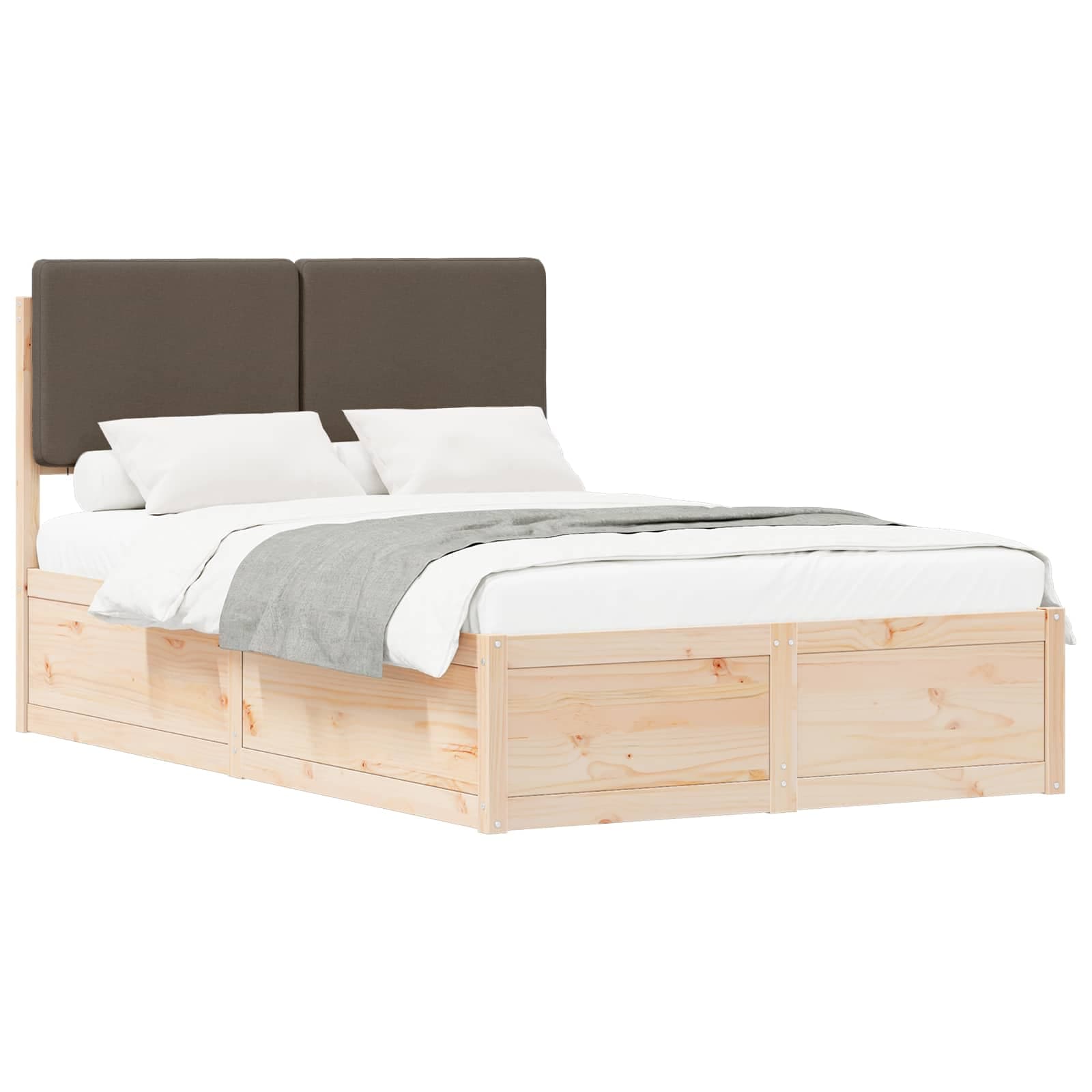 vidaXL Estrutura de Cama com Cabeceira Estofada Cinzento-acastanhado
