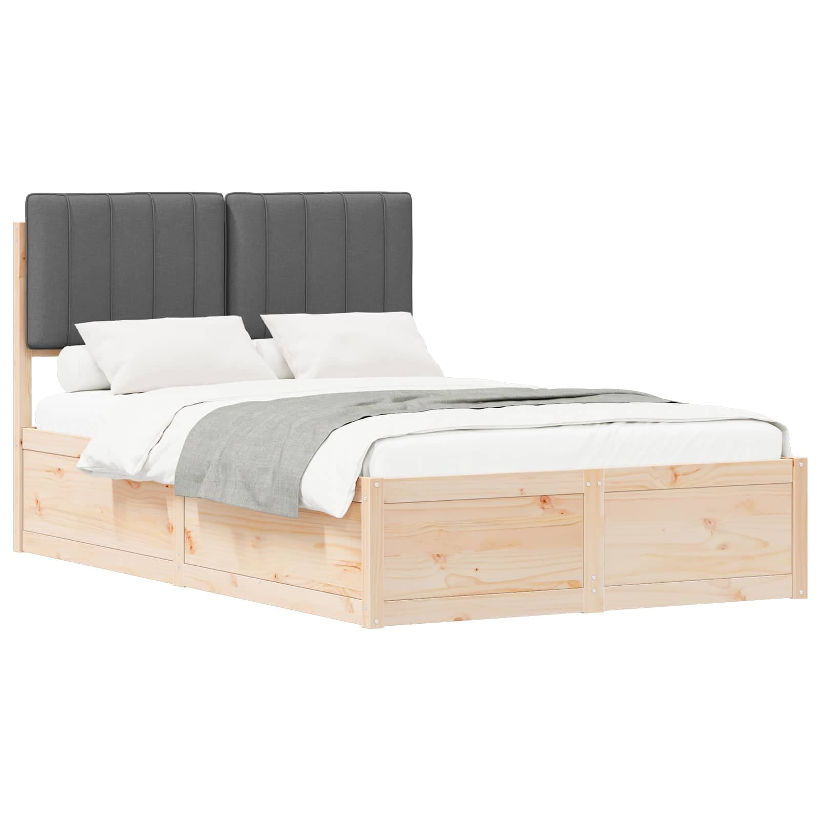 vidaXL Estrutura de Cama com Cabeceira Estofada Cinza Escuro