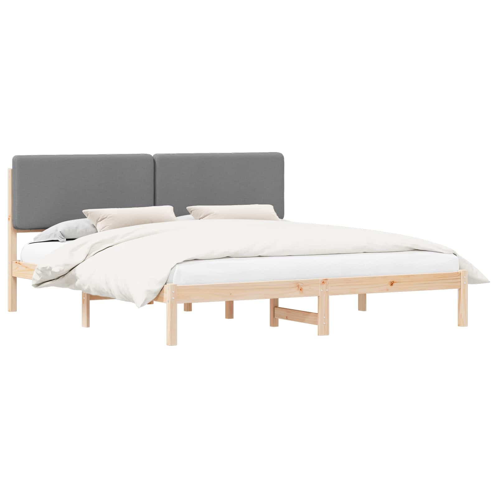 vidaXL Estrutura de Cama com Cabeceira Estofada Cinzento-claro