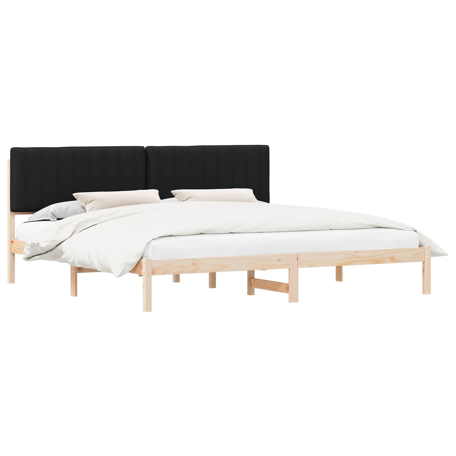 vidaXL Estrutura de Cama com Cabeceira Estofada Preto 200 x 200 cm