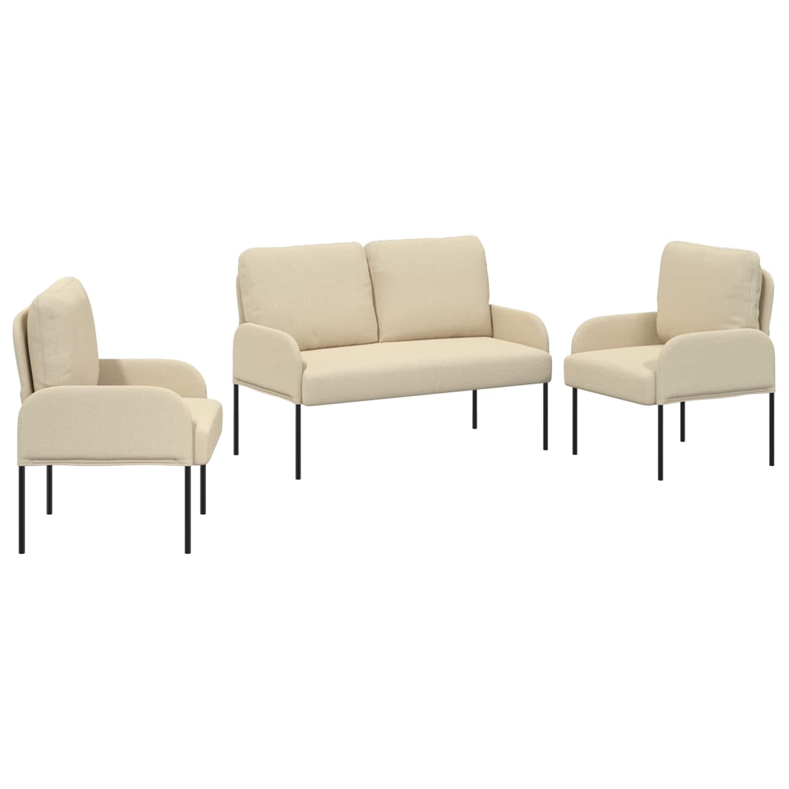 vidaXL Conjuntos de sofás 3 pcs Creme 115 x 56 x 80 cm Contraplacado