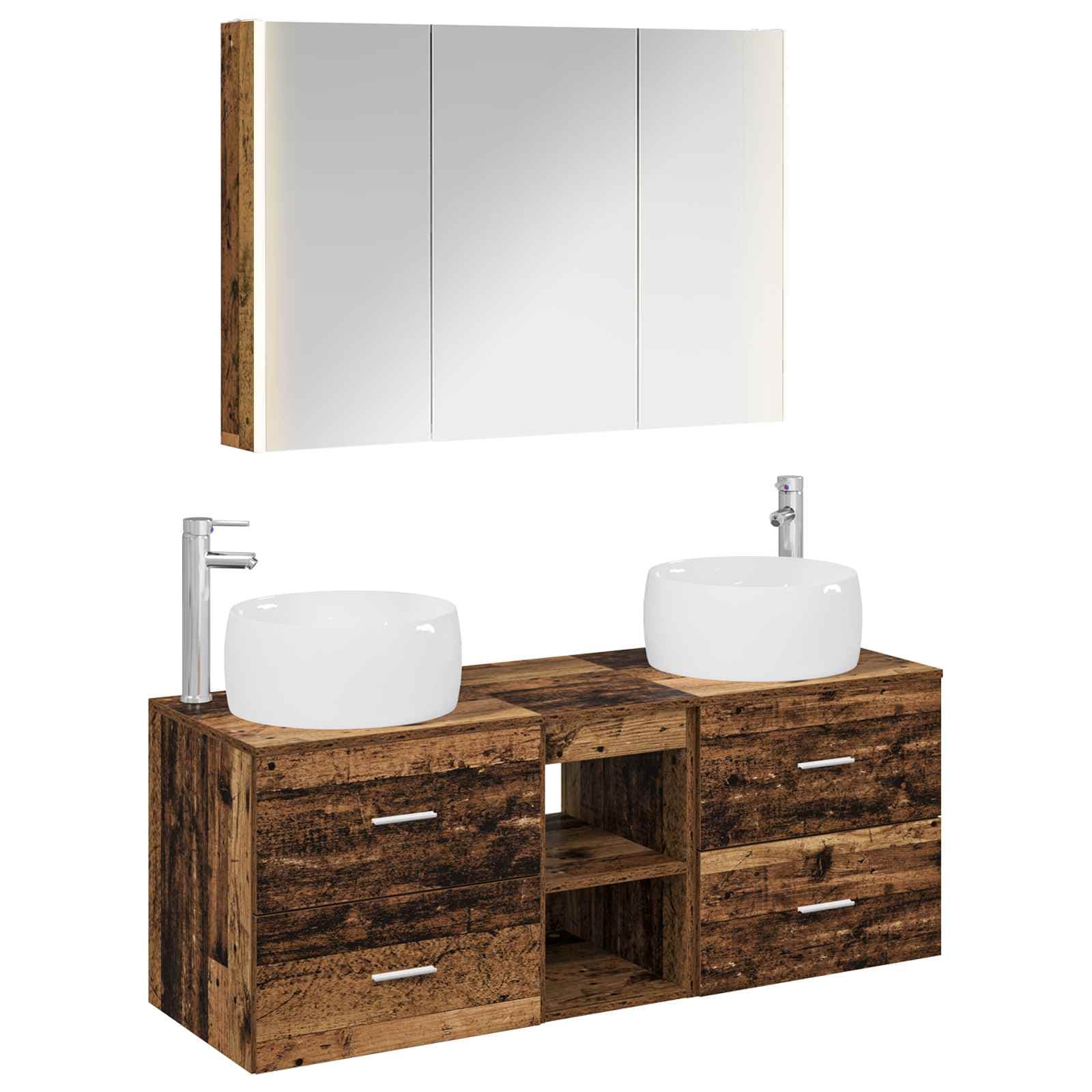 vidaXL Conjunto de Móveis para Banheiro 4 pcs Madeira antiga