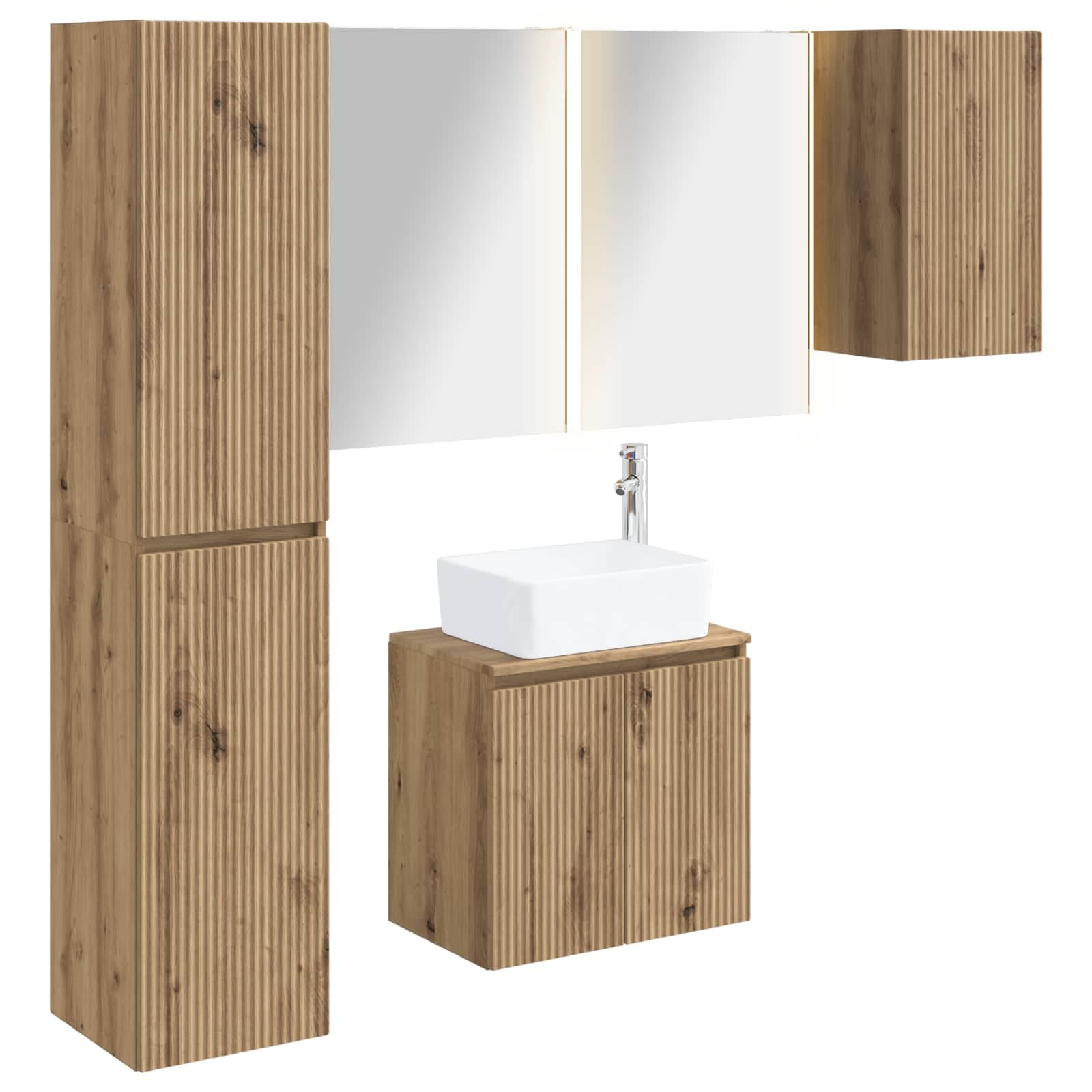 vidaXL Conjunto de Armários para Banheiro 5 pcs Carvalho Arttisan
